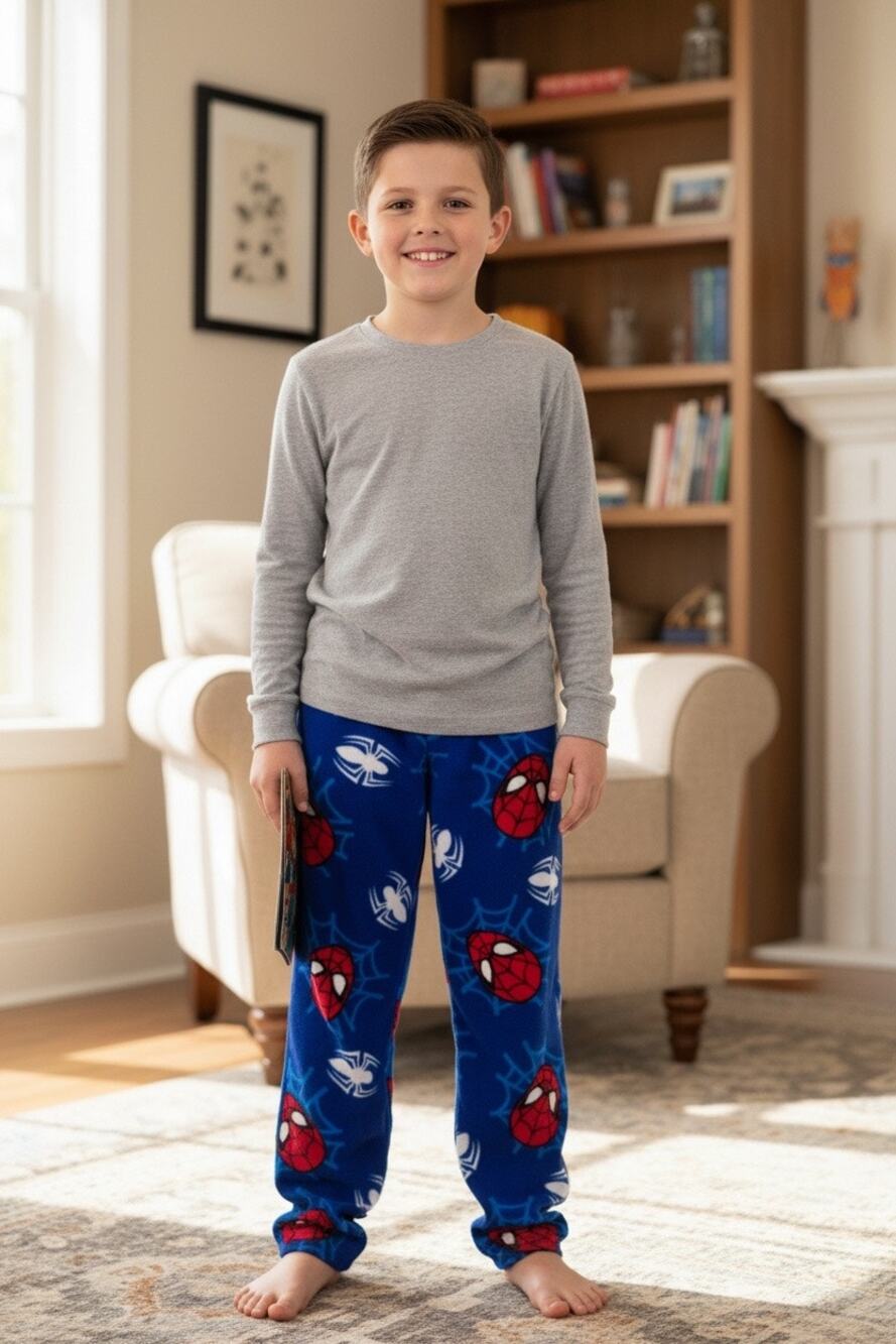 Marvel Spider Man Boys Size 8 Blue Fleece Pajama Pants Flame Resistant
